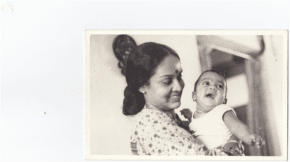 As a young mother with my first child, Vikram.