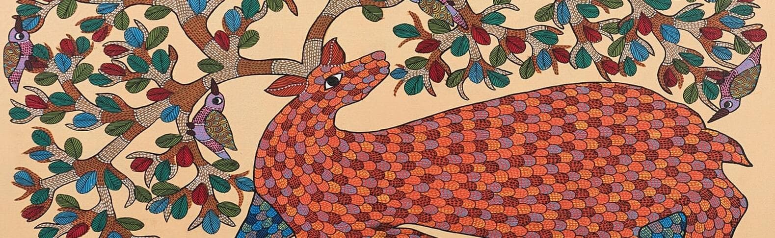 Gond art paintings - folk tales illustration